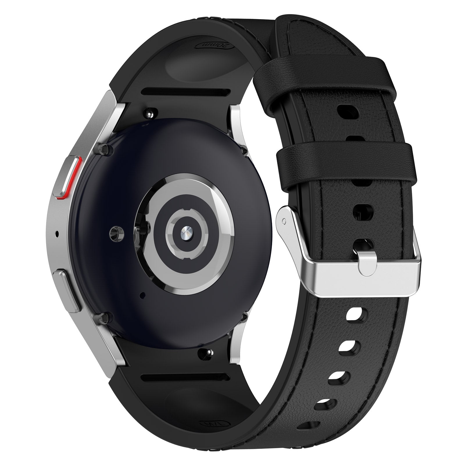 SGW Watch Band for Samsung Galaxy Watch6 Watch6 Classic Watch 5 Watch 5 Pro Watch4 Watch4 Classic PU Leather Coated Silicone Wrist Strap with Silver Buckle SGW Watch Band for Samsung Galaxy Watch6 Watch6 Classic Watch 5 Watch 5 Pro Watch4 Watch4 Classic PU Leather Coated Silicone Wrist Strap with Silver Buckle